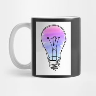 Lightbulb Watercolor Pink Purple Blue Gradient Continuous Line drawing Mug